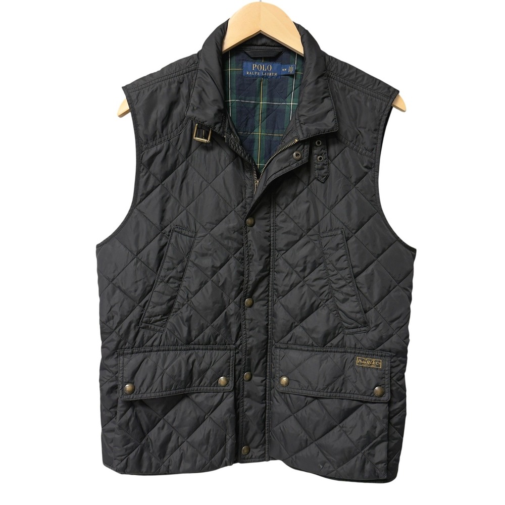 Polo‎ Ralph Lauren Quilted Vest Mens M Black Casual Hunting Gorpcore Prep Luxury